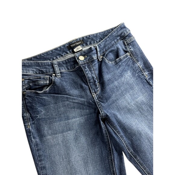 WHBM Boot Leg Jeans Mid Rise Dark Denim Stretch Classic Fit Bootcut Preppy - Picture 2 of 9